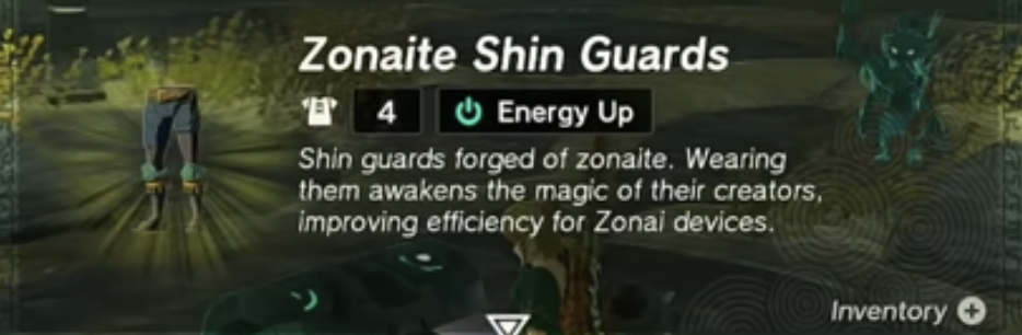 Screenshot of the Zonaite Armor in Zelda ToTK