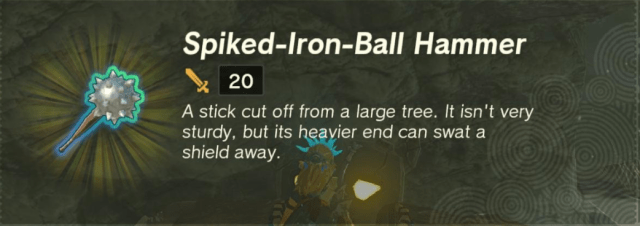 Screenshot of the Spiked-Iron-Ball Hammer from Zelda ToTK