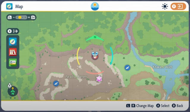 Vullaby's location in the Paradise Barrens spotted on the map.