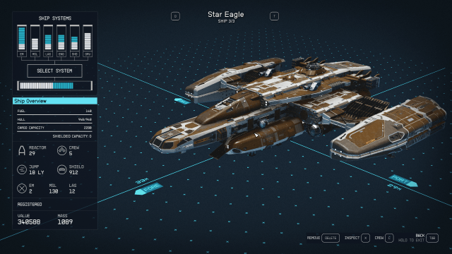 Image of the Star Eagle ship on a blue print background.