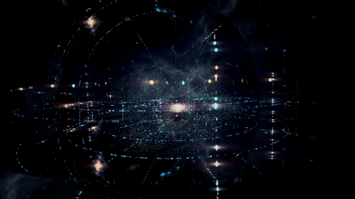 A dark Starfield galaxy with spots of light throughout
