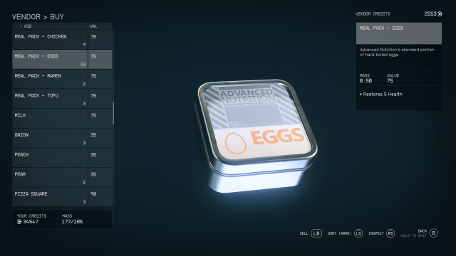 Starfield eggs vendor listing