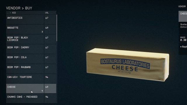 A bar of the Cheese ingredient in Starfield