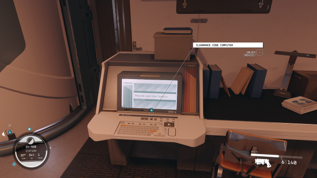 Displays the clearance code computer during the mission The Best There Is in Starfield.