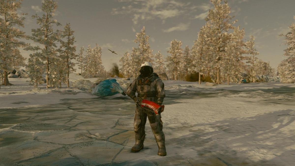 Starfield character standing on the ice