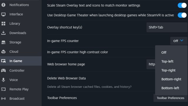 Steam FPS counter