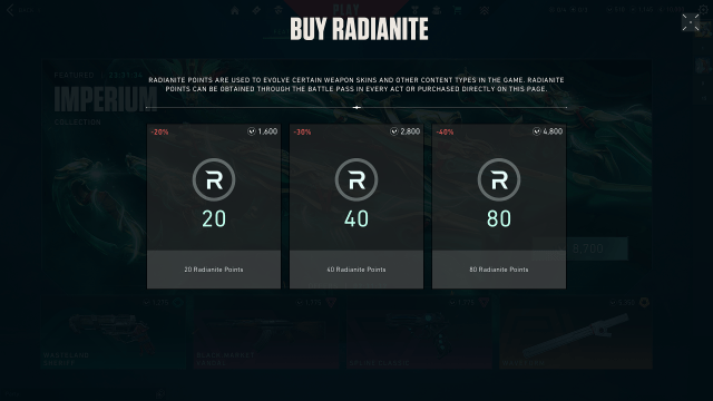 Price of Radianite in VALORANT.