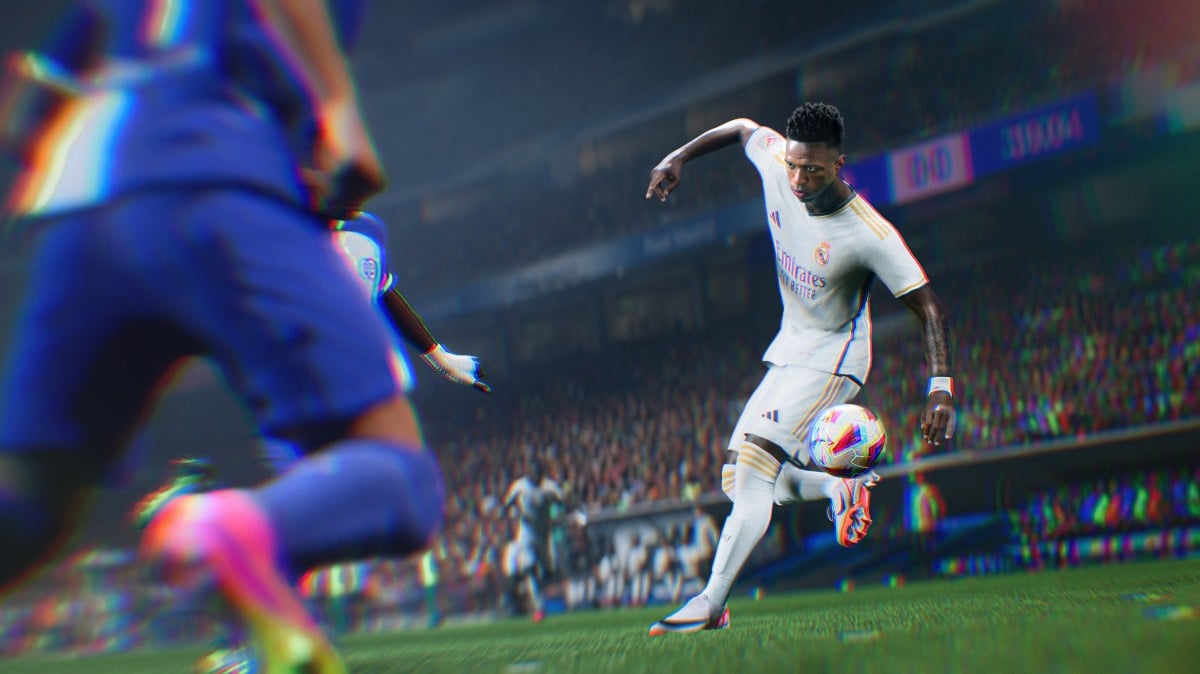 Vinicius Jr of Real Madrid in EA FC 24 using a skill move.