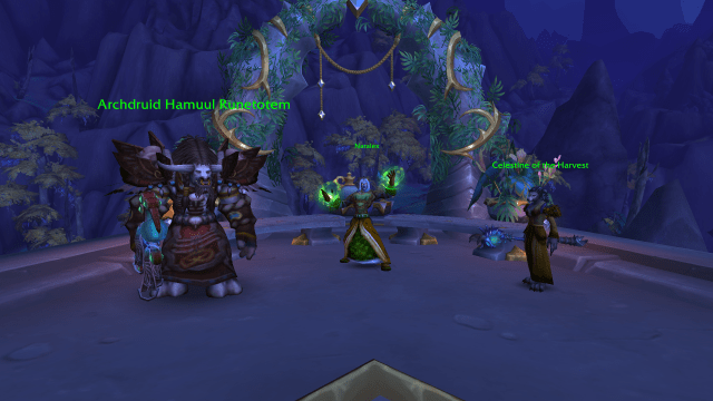 Three WoW NPCs standing next to each other during the Dreamsurge event