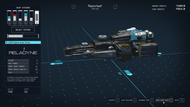 Our ship customization screen