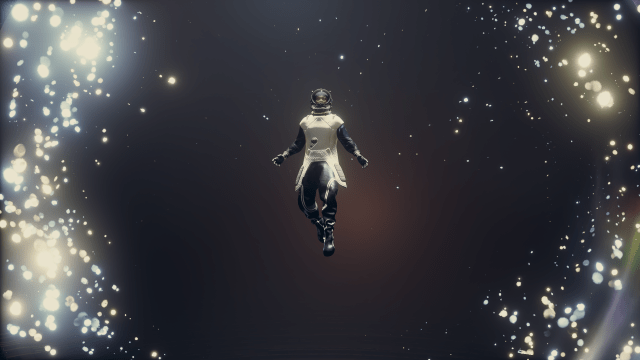 My character floating amongst stars in Temple Eta