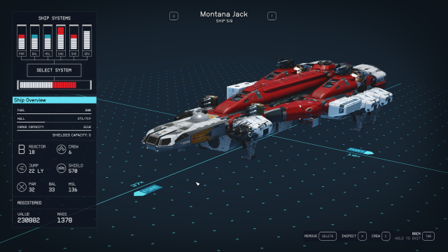 A red and white Ecliptic Rapier ship against a navy background.