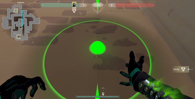 Viper about to throw her Toxic Screen towards A Main from B Market in Sunset VALORANT.