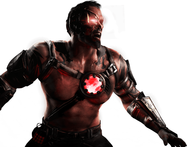 Mortal Kombat XL render of Kano screaming and holding his arms stretched.