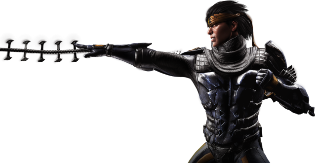 An image of Takeda from Mortal Kombat XL throwing his whip-blade.