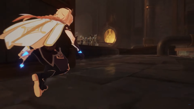 Screenshot from trailer showing the Traveler crouching towards enemies.