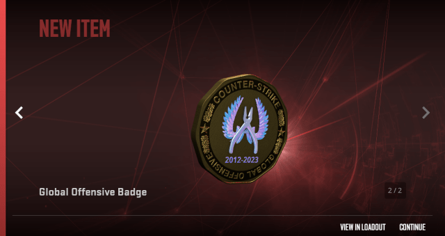 The inventory entry of the Global Offensive badge in CS2