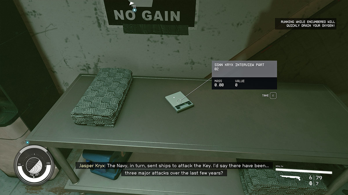 An audio log sits on a table in Starfield. 