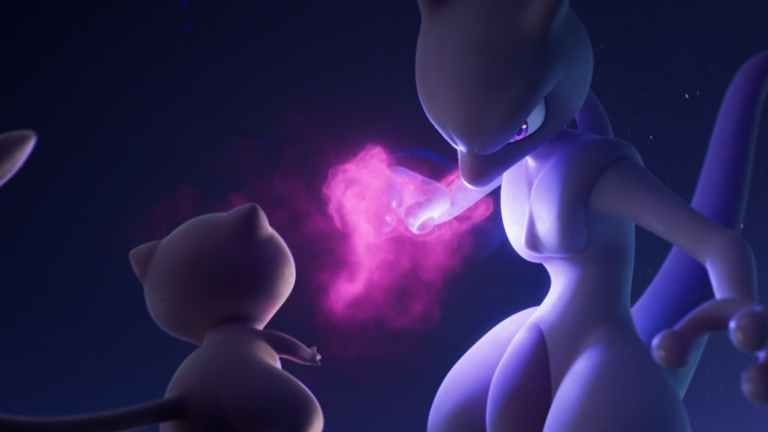 Mew and Mewtwo art from the Pokémon Company and Scarlet and Violet