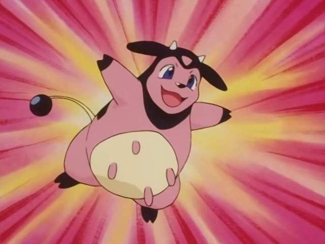 Miltank launching into the air.