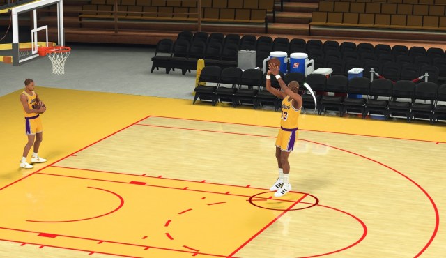 Kareem Abdul-Jabbar shooting a jumpshot in NBA 2K24