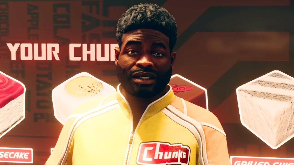 A man standing behind the chunks counter in Starfield