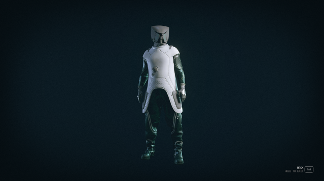 The player showing off the Mantis Spacesuit in Starfield.