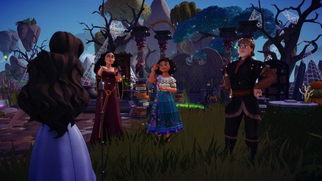 Vanessa looking at Mother Gothel, Mirabel, and Kristoff.