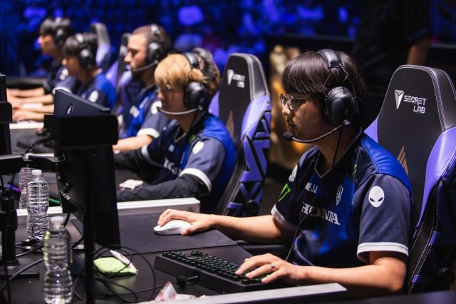 CoreJJ competes in the 2023 LCS Championship lower-bracket finals match against NRG.