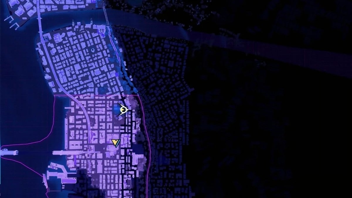 Location of one of The Flames quests in Spider-Man 2's map menu.