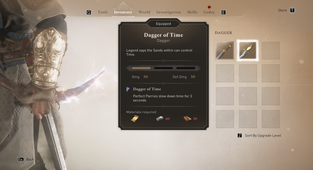 Screenshot showing the Prince of Persia inspired Dagger of Time in Assassin's Creed Mirage.
