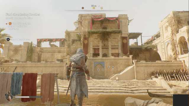 Screenshot of the exterior of the Officers Club location in Assassin's Creed Mirage.