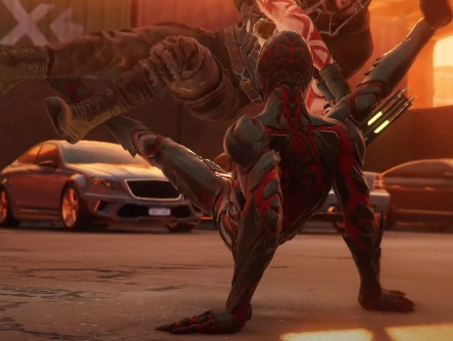 Miles Morales wearing the Biomechanical Suit in Marvel's Spider-Man 2.