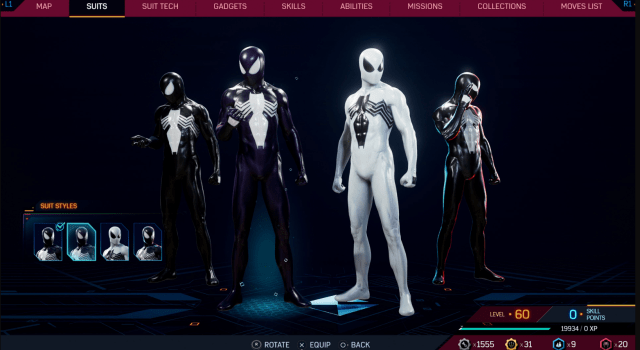 Spider-Man 2 Classic Black suits customization option 