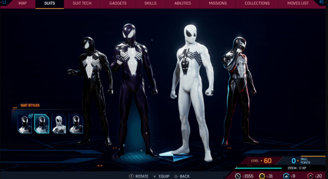 Spider-Man 2 Classic Black suits customization option