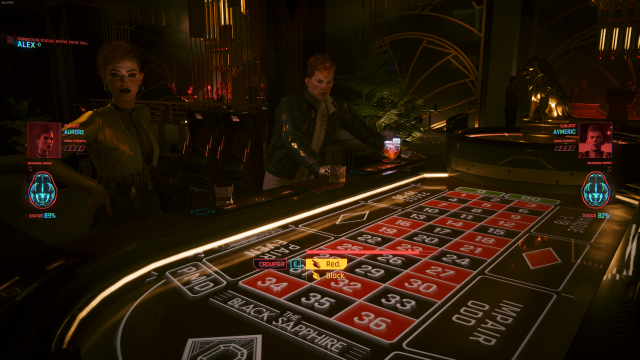 Betting on black or red at roulette in Cyberpunk 2077