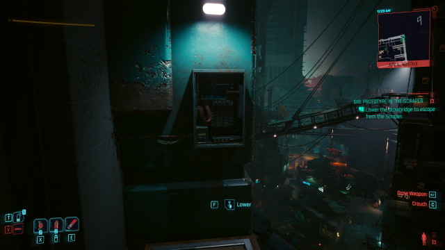 the level for the crane drawbridge in Prototype in the Scraper (Cyberpunk 2077).