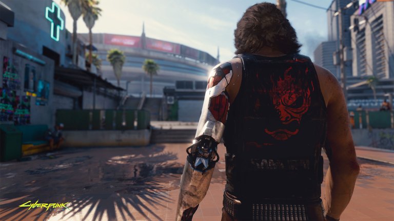 Johnny Silverhand looking away in Cyberpunk 2077.