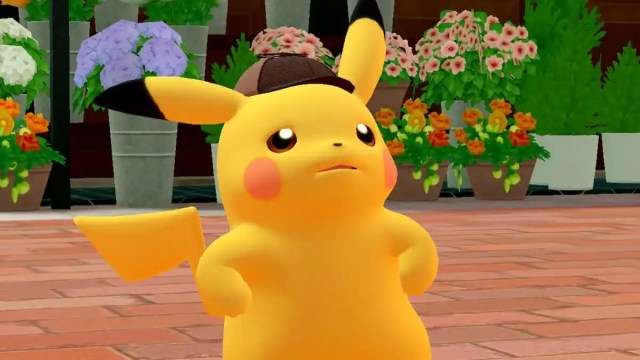 Detective Pikachu pondering with hands on hips