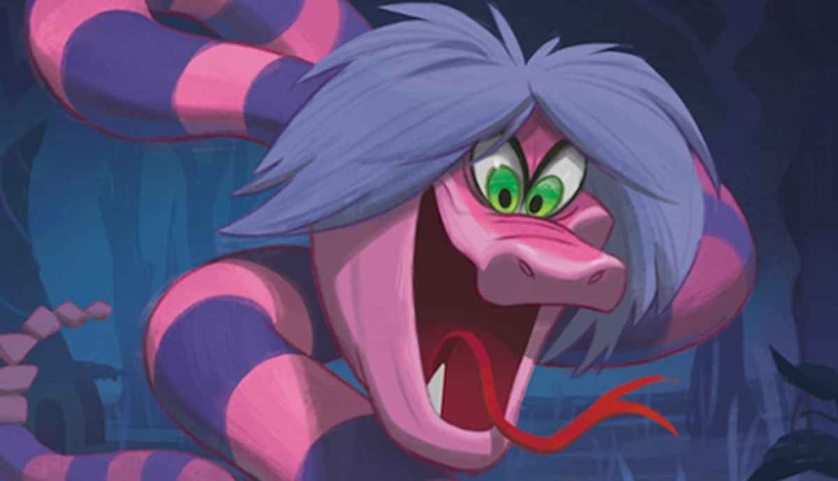 Image of snake hissing through Disney Lorcana Madam Mim, Snake Rise of the Floodborn