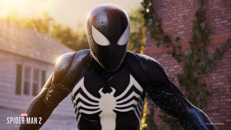 A screenshot of Peter Parker as Venom in Spider-Man 2