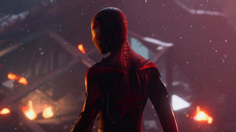 Miles Morales shown during a flashback scene in Spider-Man 2, facing away from the camera.