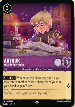 Image of Arthur studying through Disney Lorcana Rise of the Floodborn Arthur, Wizard's Apprentice
