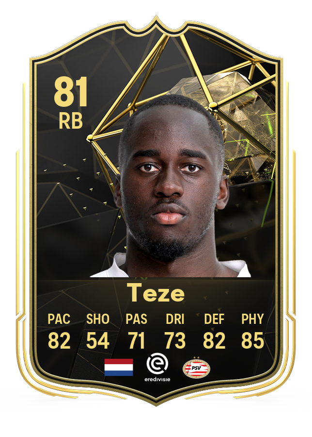 Screenshot of Jordan Teze's 81-rated card in EA FC 24's Ultimate Team TOTW 3.