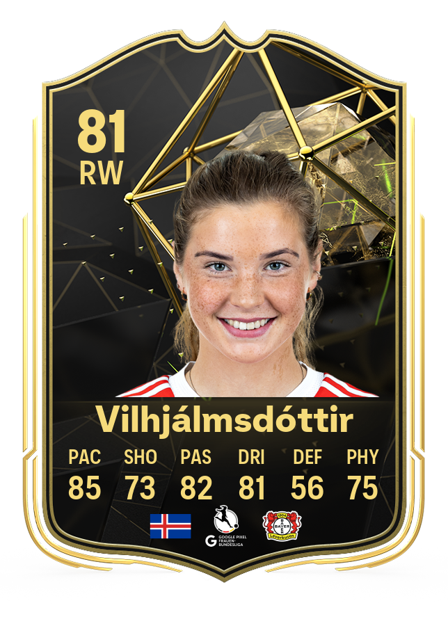 Screenshot of Karólína Lea Vilhjálmsdóttir's 81-rated card in EA FC 24's Ultimate Team TOTW 3.