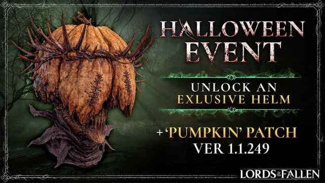 Lords of the Fallen's Halloween event and Pumpkin Patch, with the unlockable Pumpskin Helm