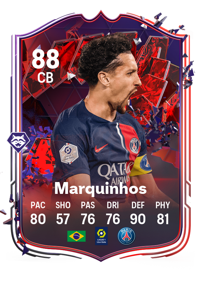 Image of Marquinhos' Trailblazers' card in EA FC 24 Ultimate Team.