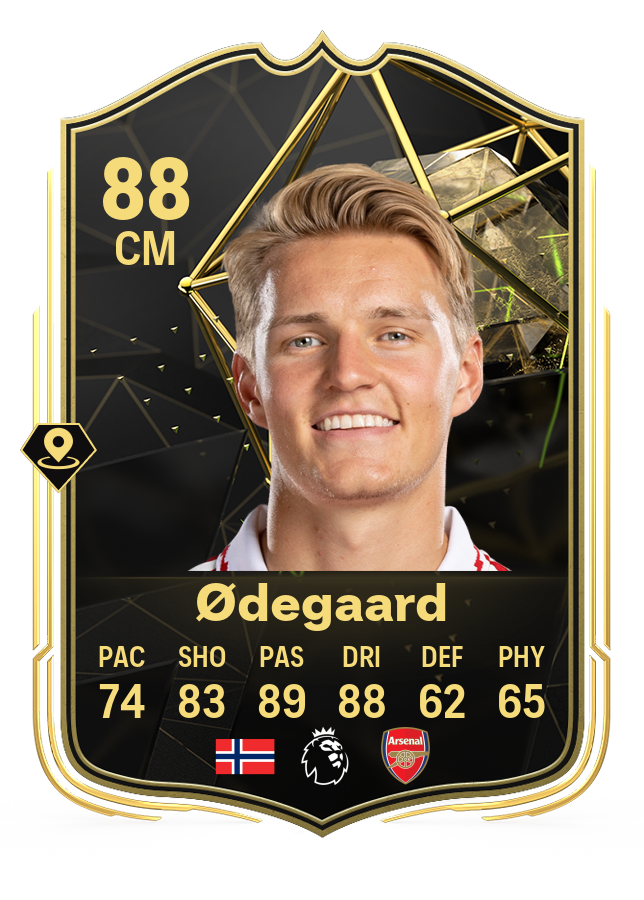 Screenshot of Martin Ødegaard's 88-rated card in EA FC 24's Ultimate Team TOTW 3.