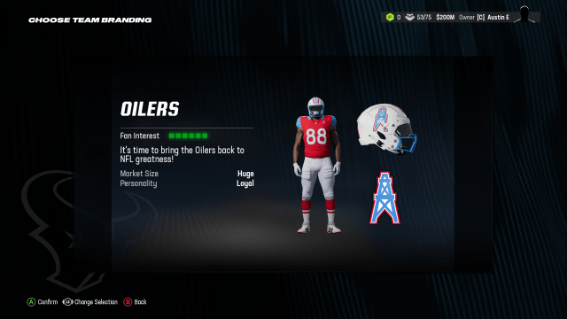 Oilers Madden 24 Relocation uniform