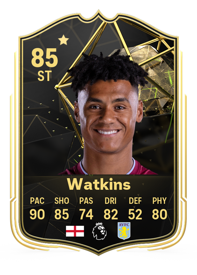 Screenshot of Oliver Watkins' 85-rated card in EA FC 24's Ultimate Team TOTW 3.